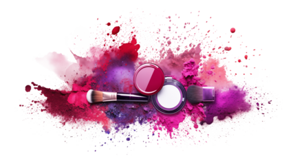 an image of beautiful makeup accessories on a white background. 