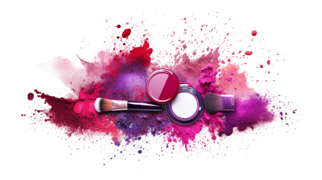an image of beautiful makeup accessories on a white background. 