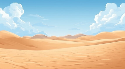 A dry desert surrounded by sand dunes with a clear sky.