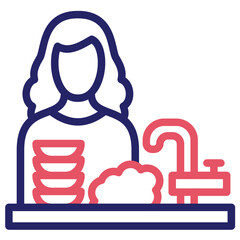 Woman Washing Dishes Icon