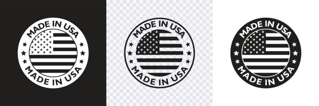 Made in USA badge with USA flag elements set, made in usa logo, American Product emblem, Made in USA stamp,Vector illustration
