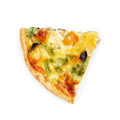 Quiche with Vegetables, Homemade Open Pie, Savory Tart on White Background Isolated