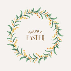 Obraz premium vector happy easter day with a colorful wreath
