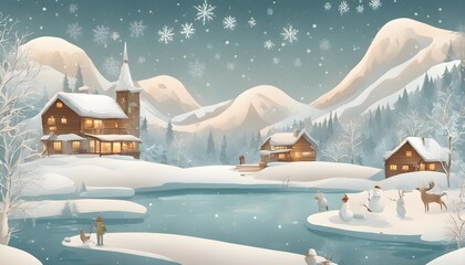 December Winter Wonderland Beauty in a New Year Postcard for the Winter Season