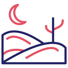 Desert Night Landscape Icon