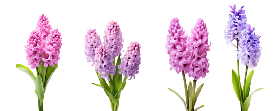 Purple and pink hyacinth, spring flowers, isolated or white background