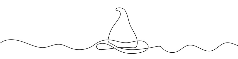 Continuous line drawing of a witch hat. One line witch hat.