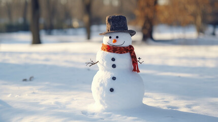 Snowman in winter and Christmas festival.