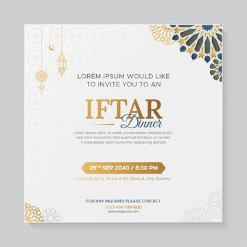 Ramadan Kareem Iftar dinner Islamic social media post template