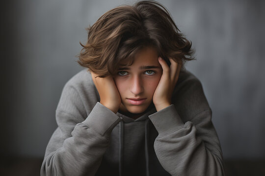 A Sad and Depressed young boy being Harassed and Bullied by Her Parents or classmates. Tenen problems. Domestic Violence and Emotional Abuse
