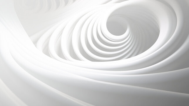 Abstract white color background with circle lines, spiral pattern, 3D illustration.	