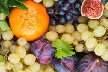 Naklejka na ściany i meble Variety fruit. Healthy food background. Diet, nutrition and vitamin concept