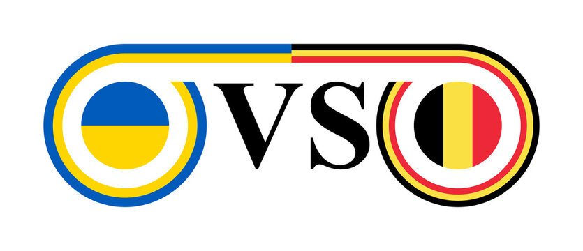 concept between ukraine vs belgium. vector illustration isolated on white background