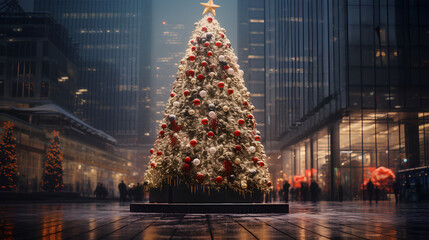 Beautiful Christmas tree in the middle of the city - Powered by Adobe