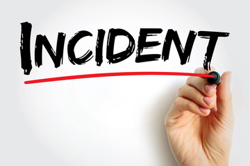 Incident - an instance of something happening, an event or occurrence, text concept background