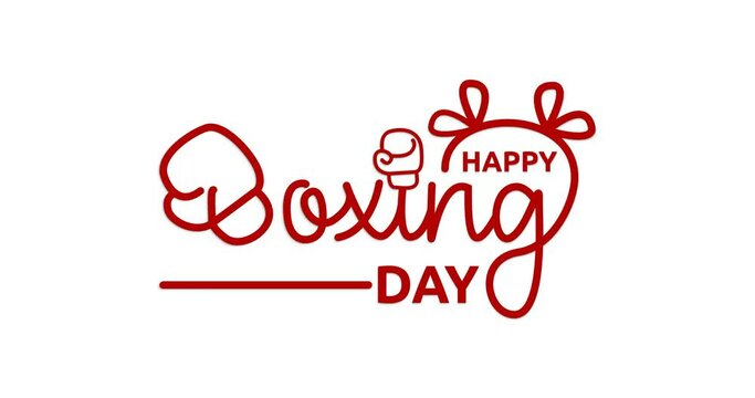 Happy Boxing Day text animation with alpha channel. Handwritten text calligraphy in 4 clips of different colors. Great for promotion and events. Transparent background, easy to put into any video