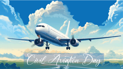 Civil aviation day. airplane illustration. - obrazy, fototapety, plakaty