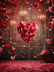 Valentines day digital backdrop, couple in love, heart