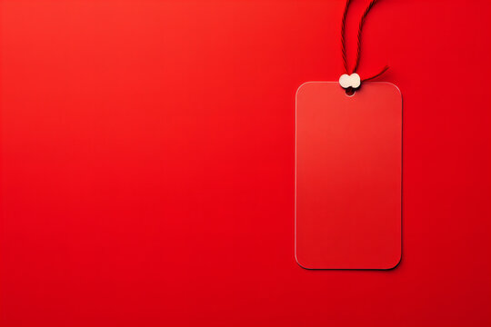 red sale tag on a red background Christmas end of year sale