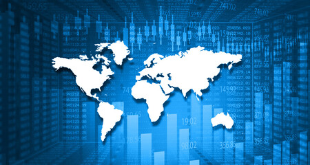 Global stock business chart. 3d illustration..