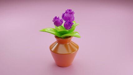 beautiful potted violet flowers in a vase