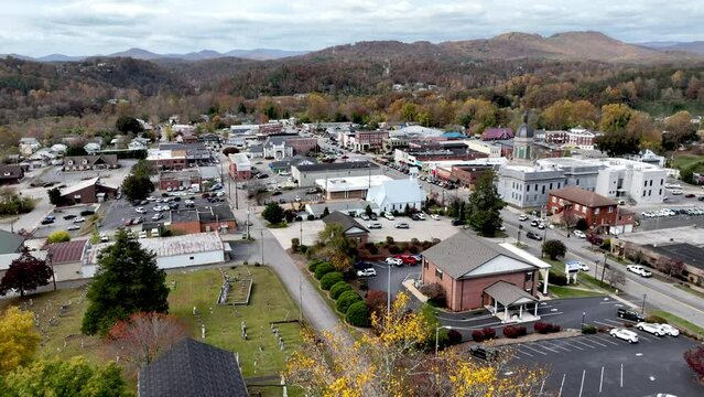 aerial over fall leaves in murphy nc, north carolina