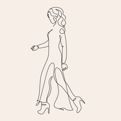 Line art Fshion Woman Model Vector