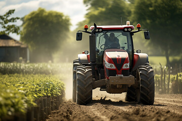 Tractor in a field. Farm. Agriculture. Harvest in a field.