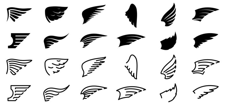 Wings Collection Icons. Vector Illustration