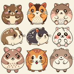 capybara cartoon clipart , Vector collection of funny capybaras in flat design. South American adorable animals.