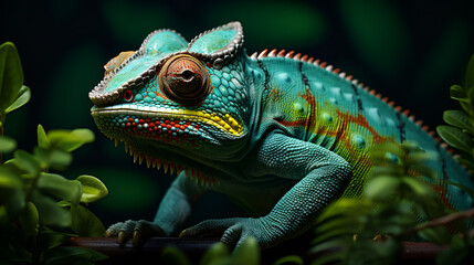 Obraz premium green lizard on a branch, animal on tree branch 