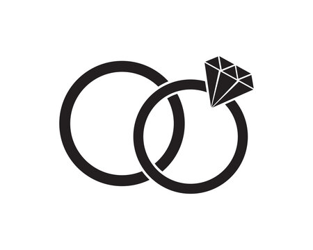 Wedding rings diamond icon vector design illustration