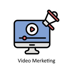 video marketing vector filled outline design  illustration. Business And Management Symbol on White background EPS 10 File