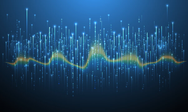 Technology background. Big data concept. Binary computer code. Hand drawn vector illustration.