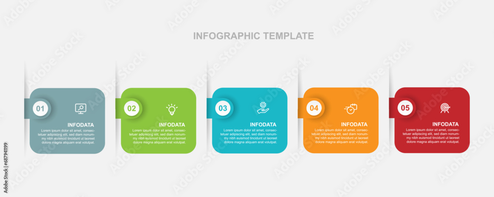 Poster Design template infographic vector element with 5 step process 
