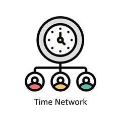 Time Network vector filled outline design  illustration. Business And Management Symbol on White background EPS 10 File