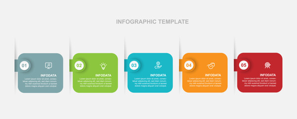 Design template infographic vector element with 5 step process  - obrazy, fototapety, plakaty