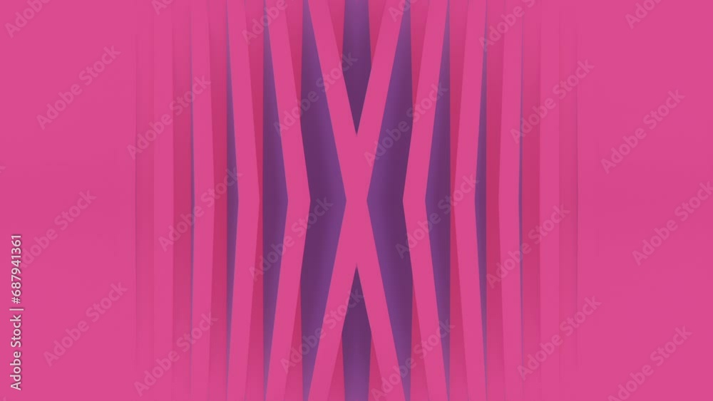 Poster Digital seamless loop animation of abstract pink and purple x-shaped geometric pattern. 3d rendering. 4K, Ultra HD resolution