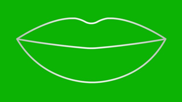 Animated silver lips symbol increases and decreases. Linear icon. Looped video. Vector illustration isolated on green background.
