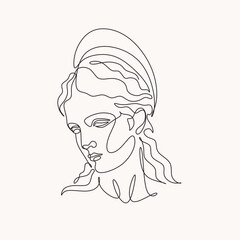 One line drawing sketch. Sculpture vector illustration.Modern single line art, aesthetic contour. Perfect for home decor such as posters, wall art, tote bag, t-shirt print, sticker