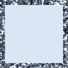Obraz premium silver christmas greeting card. shiny metallic new year border. glitter instagram stories template. birthday party empty frame