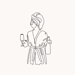 Woman head vector lineart illustration. One Line style drawing. Woman Line Art Minimalist Logo.