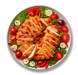 serving grilled meat menu portrait on plate, isolated on transparent background, generative ai