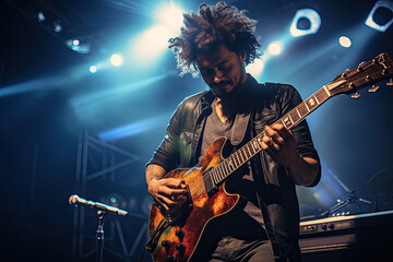 Obraz premium Talented Musician Performing Live on Stage