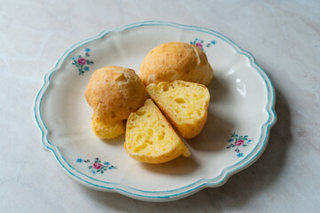 Freshly baked traditional Brasilian cheese bread balls