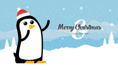 Christmas card in flat style. Greating vector card