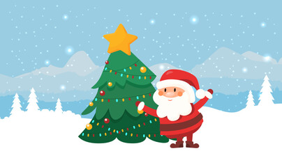 Christmas card in flat style. Greating vector card