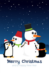 Christmas card in flat style. Greating vector card