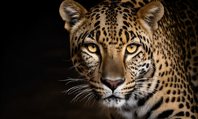 wild jaguar staring close-up portrait