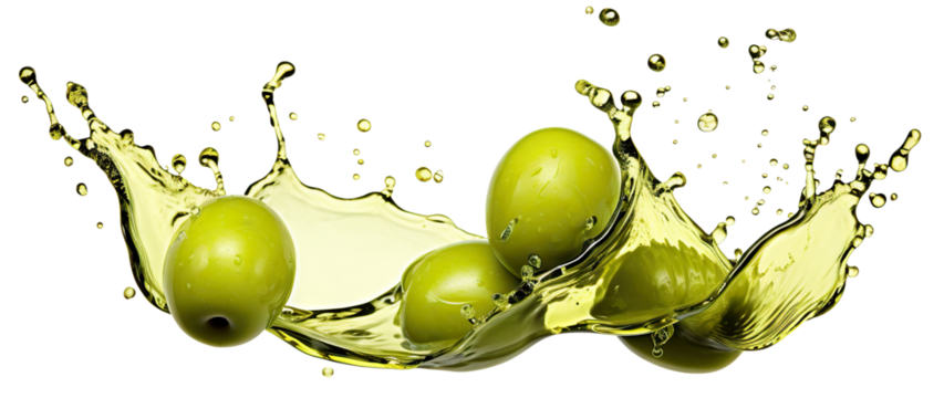 Delicious olives in splashes of olive oil, cut out